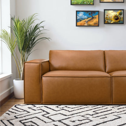 Canapé confortable en cuir végétalien York de style milieu de siècle