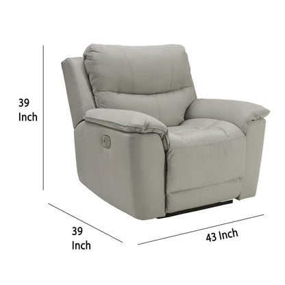 Fauteuil inclinable électrique Zane, port USB intégré, 230 cm, similicuir gris