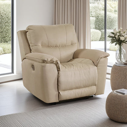 Fauteuil inclinable électrique Zane, port USB, 230 cm, imitation daim nubuck beige