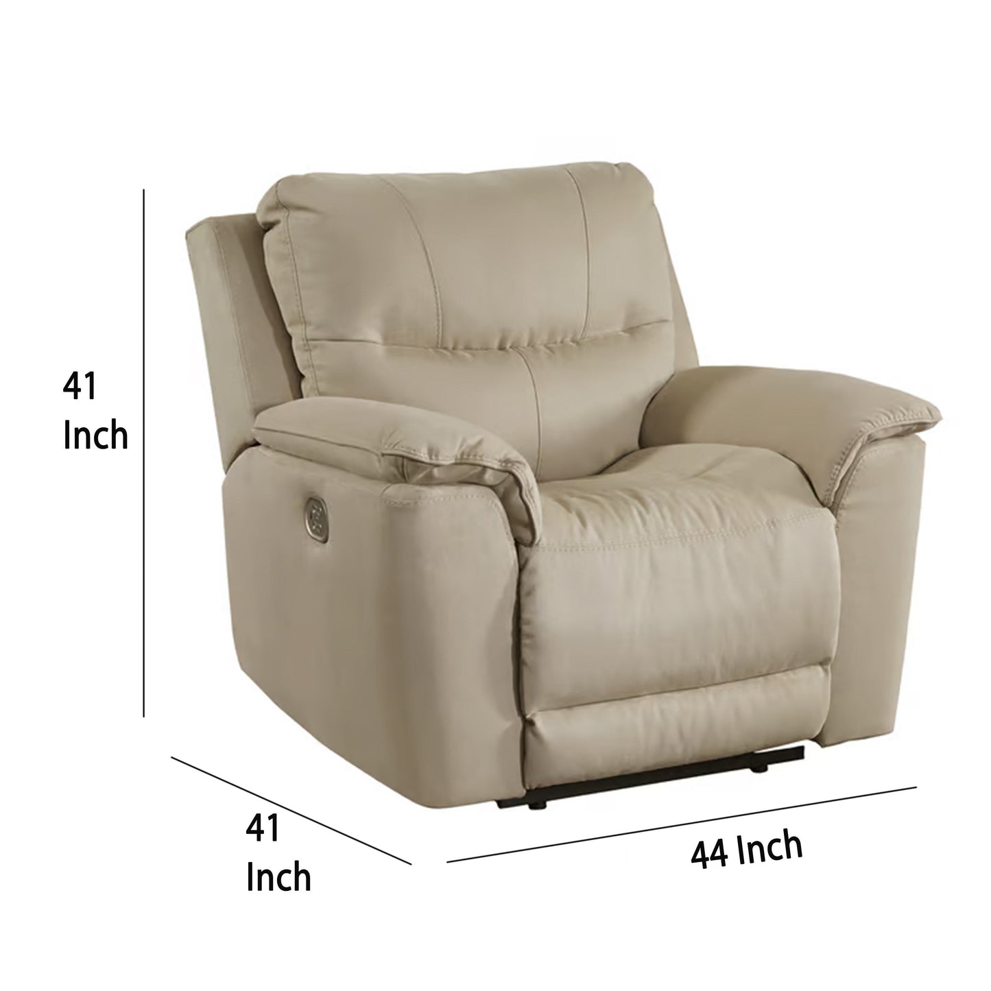 Fauteuil inclinable électrique Zane, port USB, 230 cm, imitation daim nubuck beige