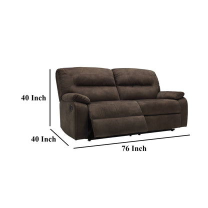 Canapé inclinable manuel 2 places Zano, similicuir marron café, 193 cm