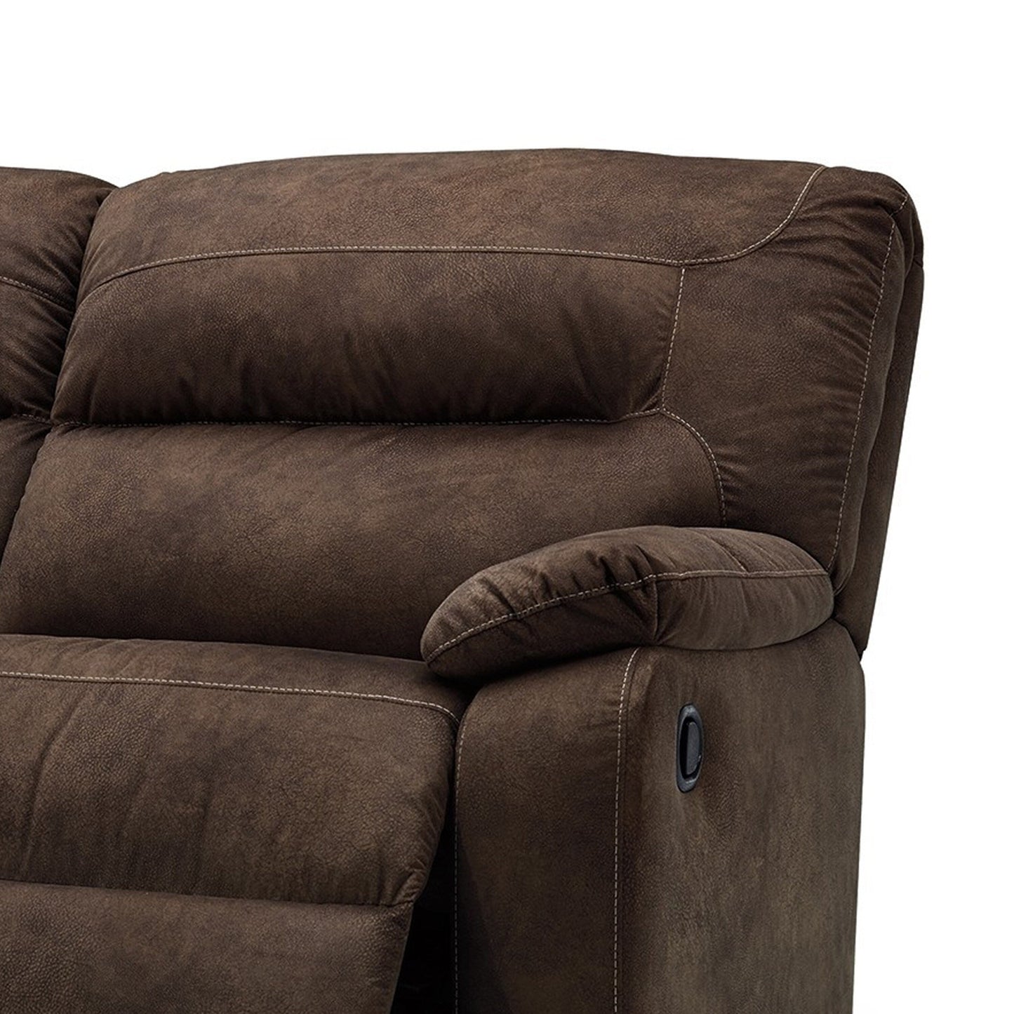 Canapé inclinable manuel 2 places Zano, similicuir marron café, 193 cm