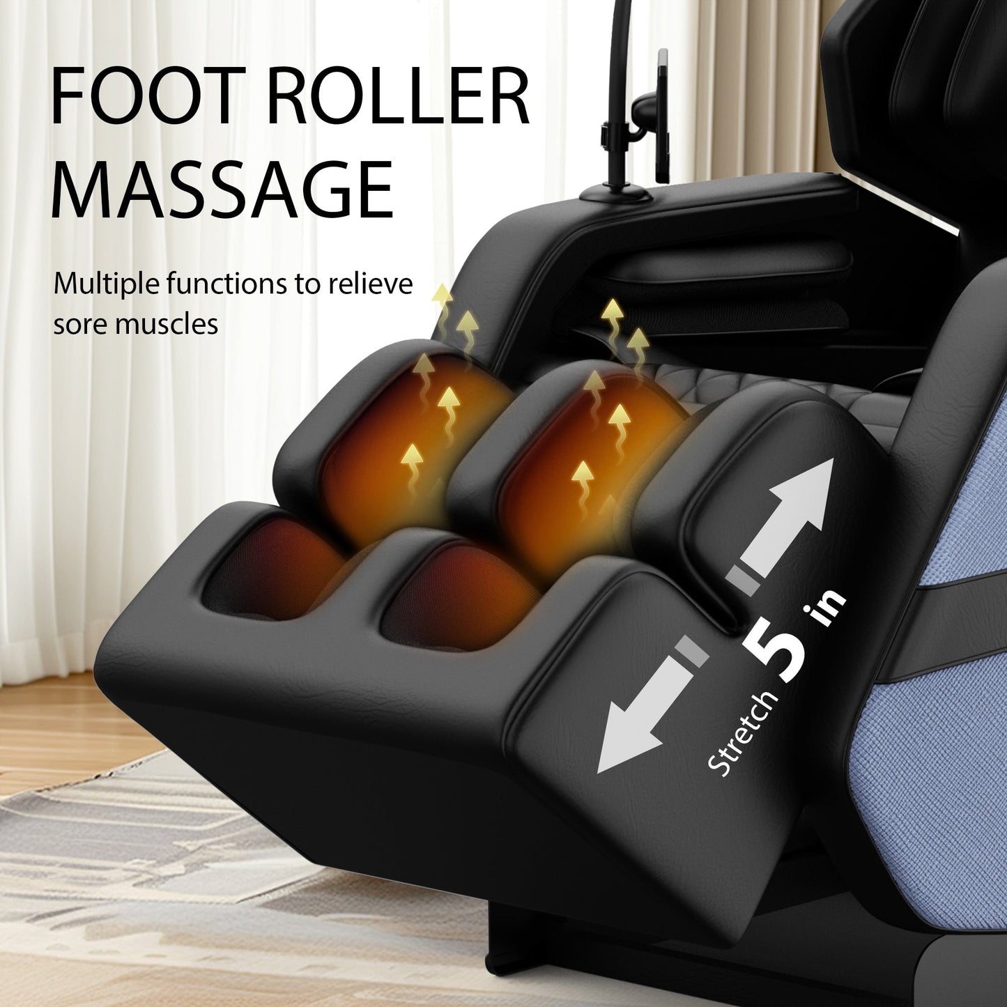 Fauteuil inclinable de massage à gravité zéro avec massage à air, chauffage et haut-parleurs Bluetooth