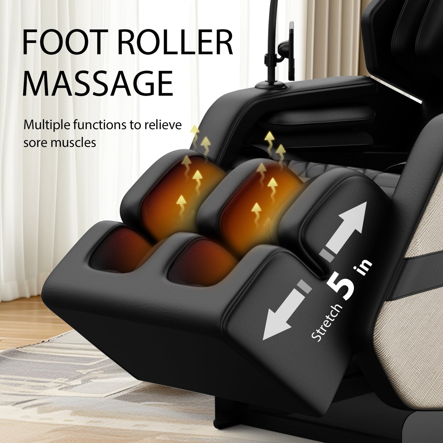 Fauteuil inclinable de massage à gravité zéro avec massage à air, chauffage et haut-parleurs Bluetooth