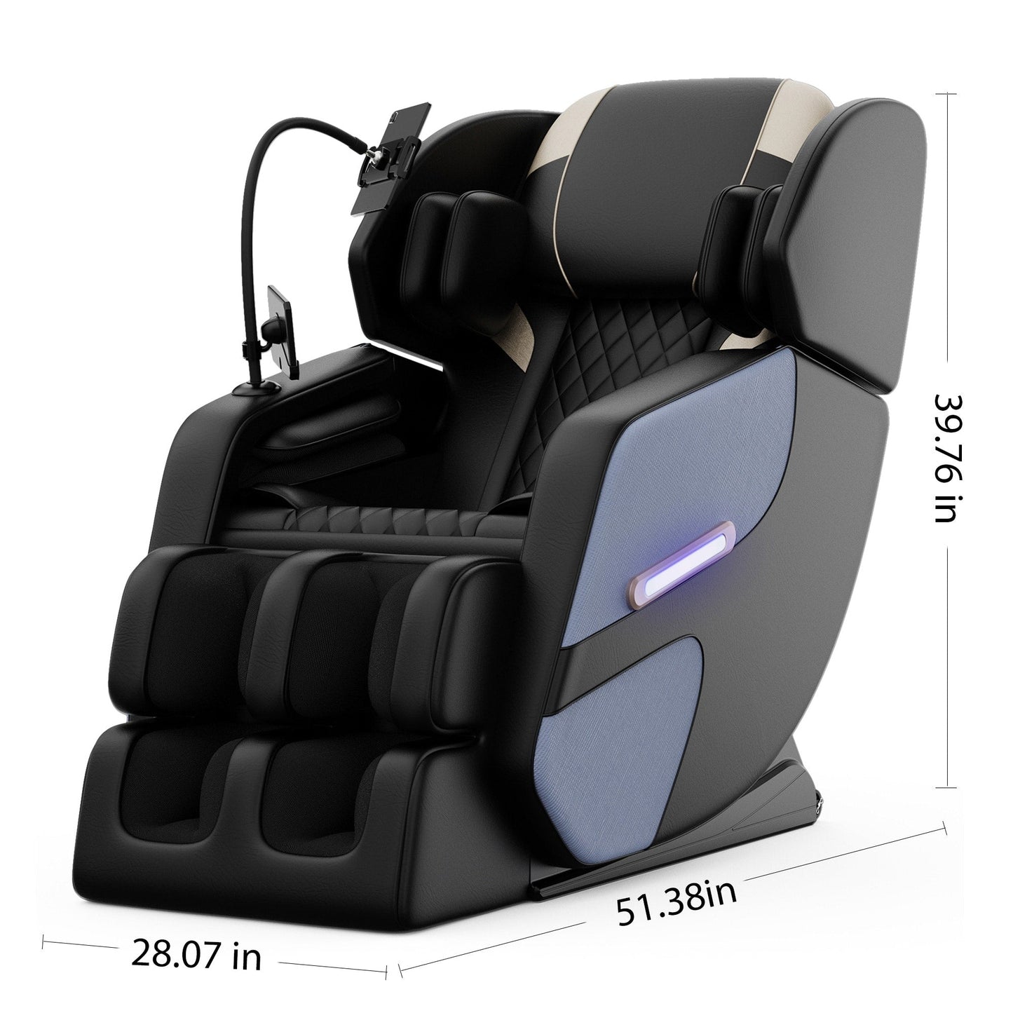 Fauteuil inclinable de massage à gravité zéro avec massage à air, chauffage et haut-parleurs Bluetooth