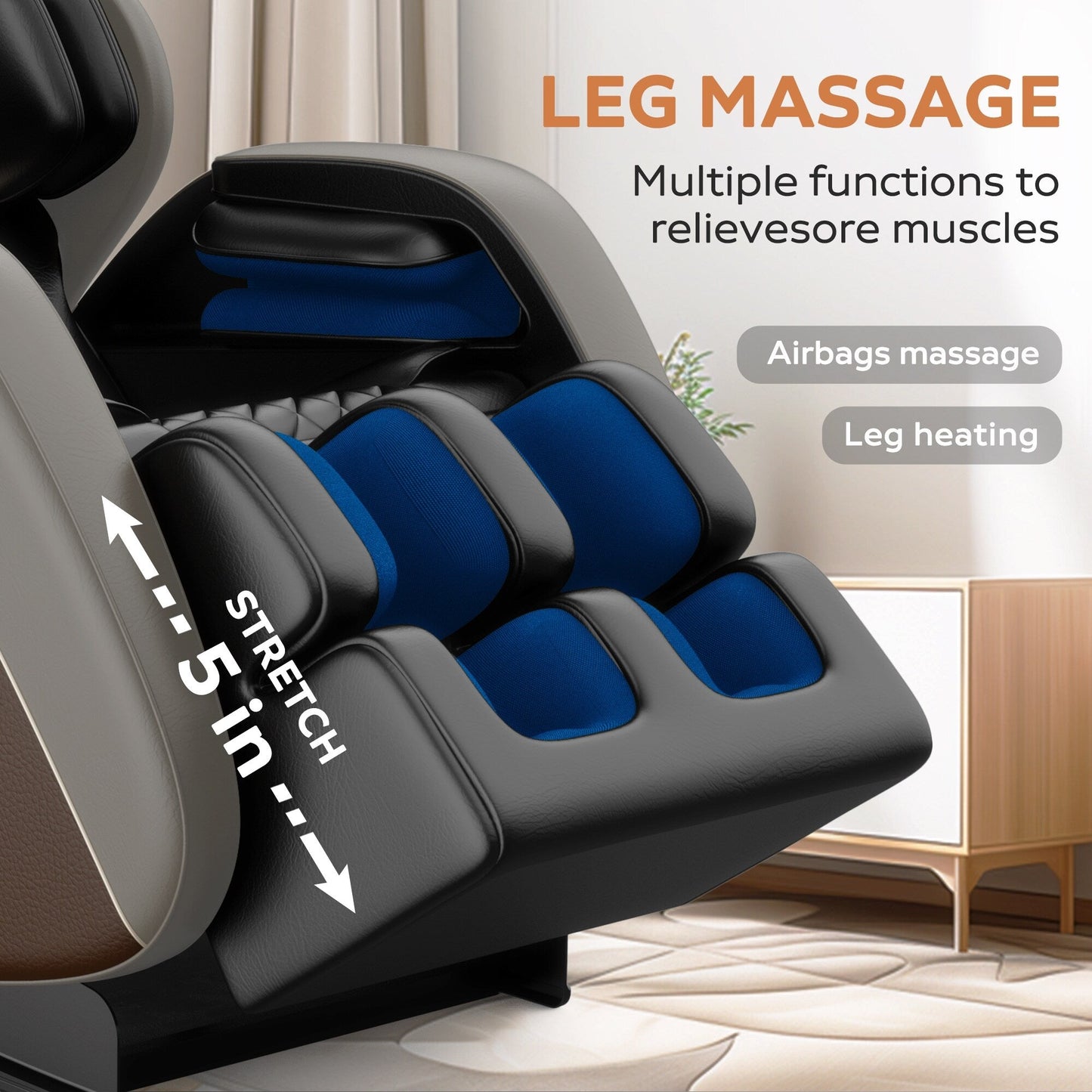 Fauteuil inclinable de massage à gravité zéro avec massage à air complet du corps et Bluetooth