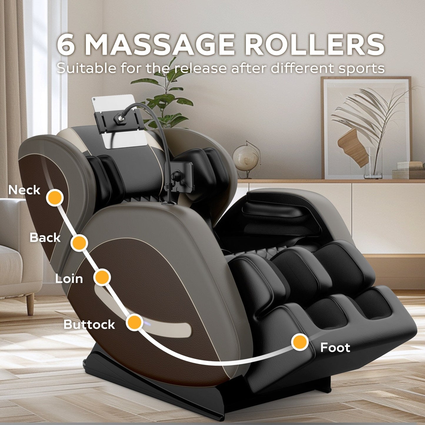 Fauteuil inclinable de massage à gravité zéro avec massage à air complet du corps et Bluetooth