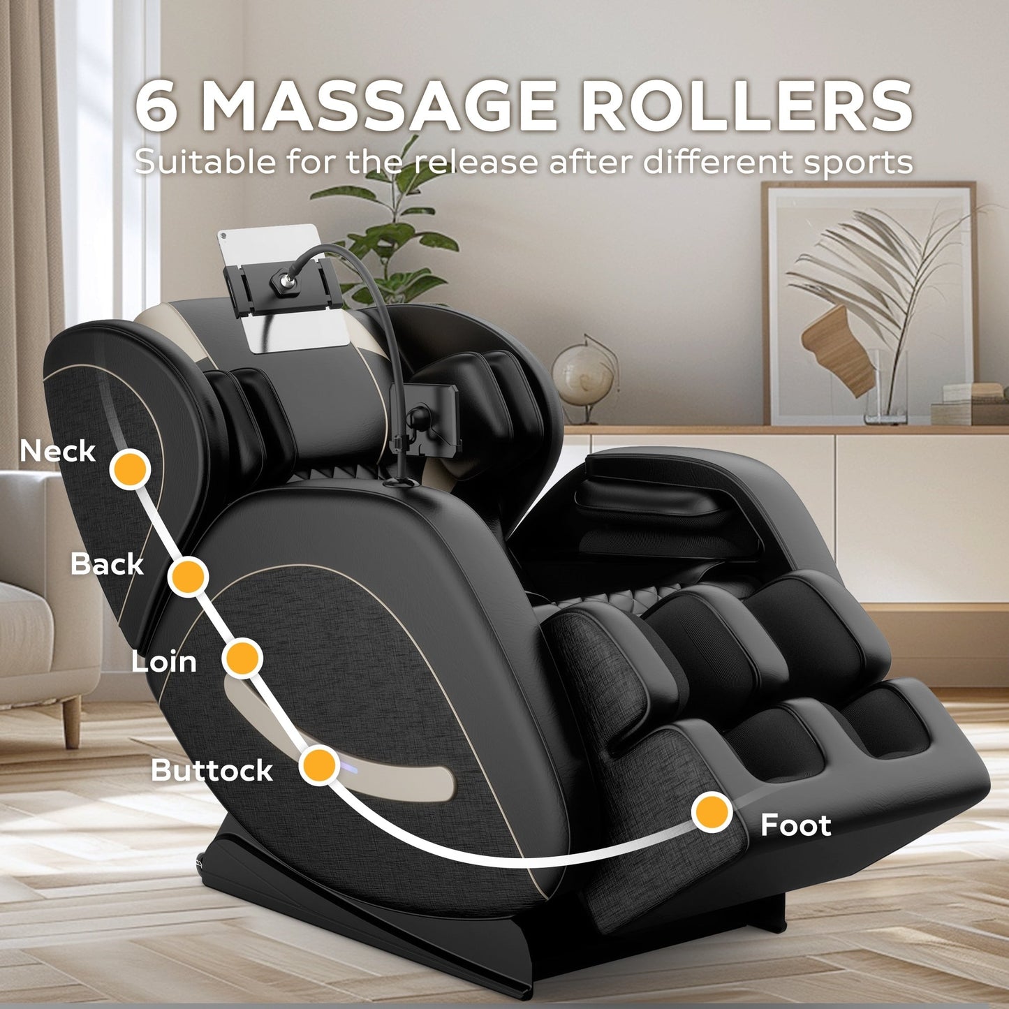 Fauteuil inclinable de massage à gravité zéro avec massage à air complet du corps et Bluetooth