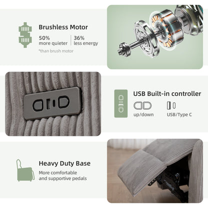 Fauteuil inclinable électrique à gravité zéro avec port USB - Dossier et repose-pieds réglables électriquement, design ergonomique