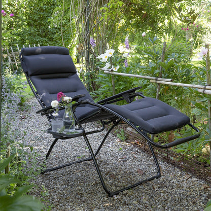 Fauteuil inclinable Zero Gravity - Cadre noir - Tissu Acier