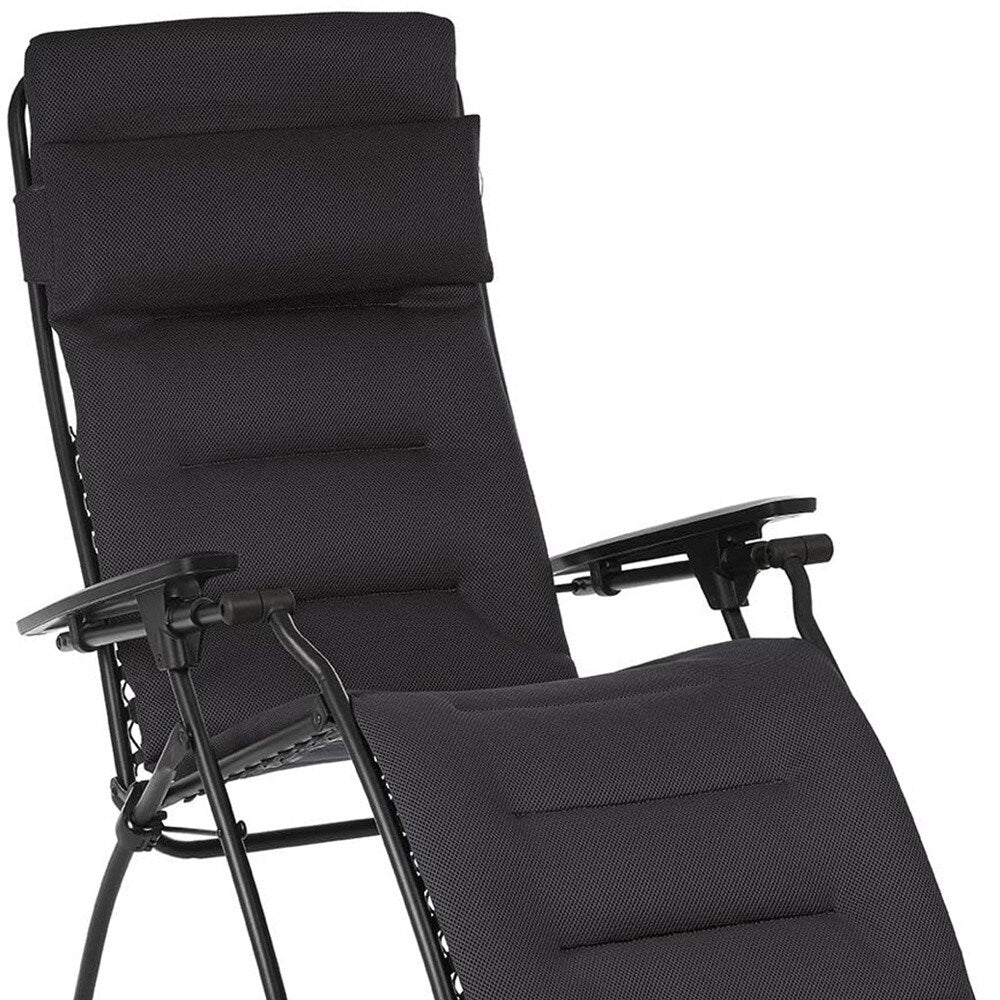 Fauteuil inclinable Zero Gravity - Cadre noir - Tissu Acier