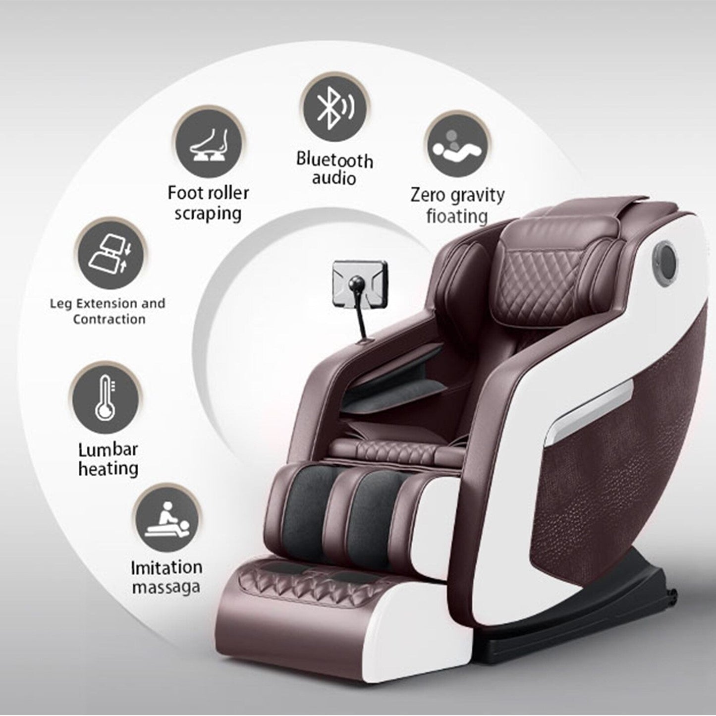 Fauteuil inclinable de massage à gravité zéro avec audio Bluetooth