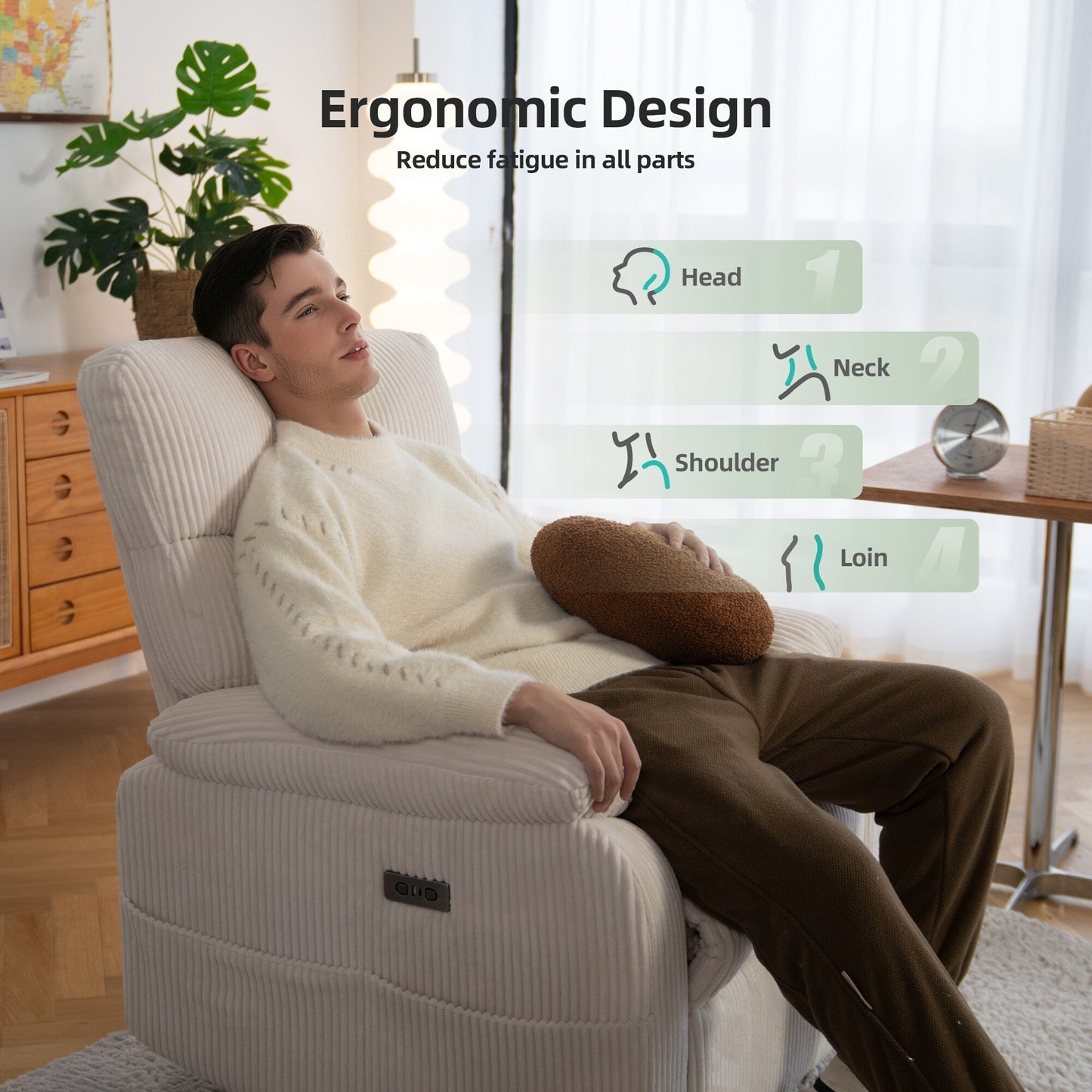 Fauteuil inclinable électrique Zero Gravity avec port USB et design ergonomique