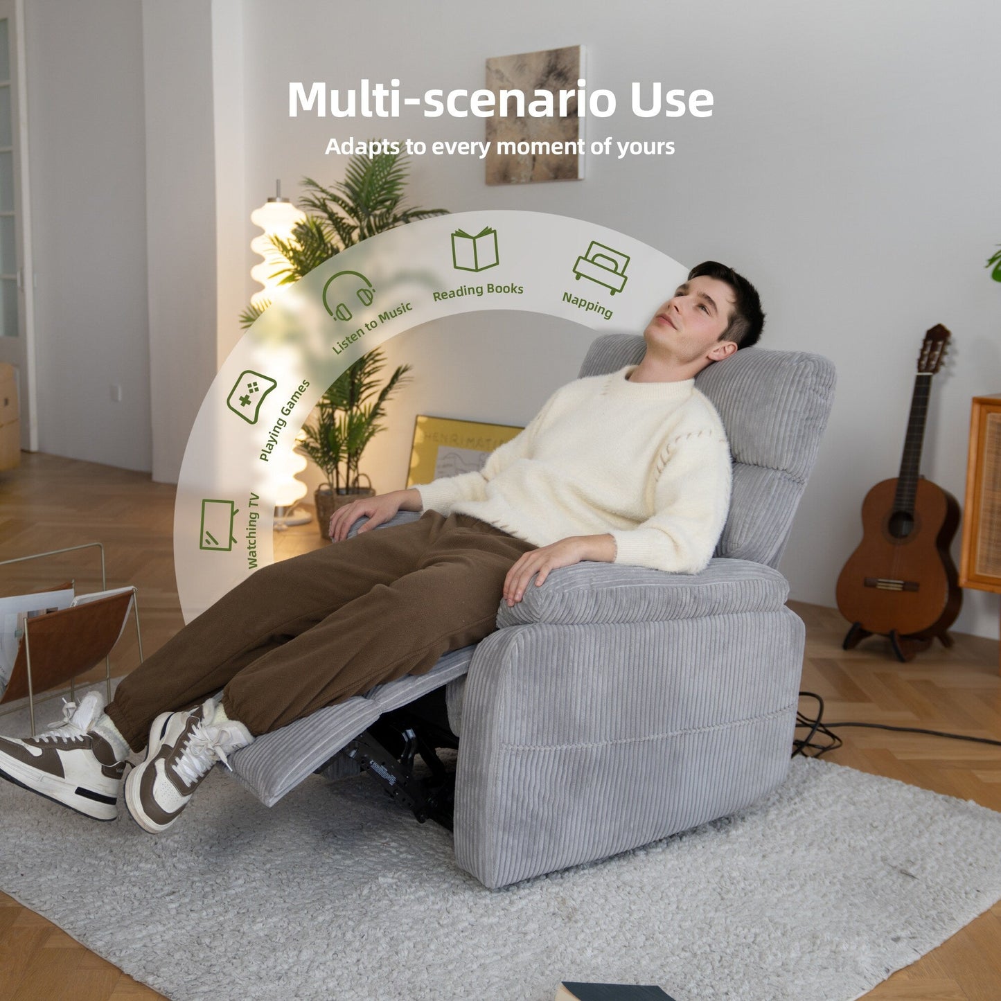 Fauteuil inclinable électrique Zero Gravity avec port USB et design ergonomique