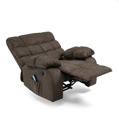 Fauteuil inclinable électrique Zoi, 5 modes de massage, tissu marron capitonné