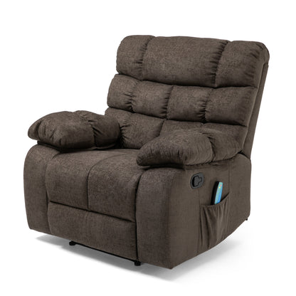 Fauteuil inclinable électrique Zoi, 5 modes de massage, tissu marron capitonné