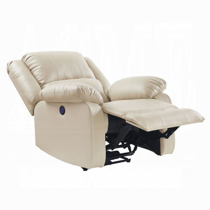 Fauteuil inclinable électrique Zuru, accoudoirs coussinés, similicuir beige