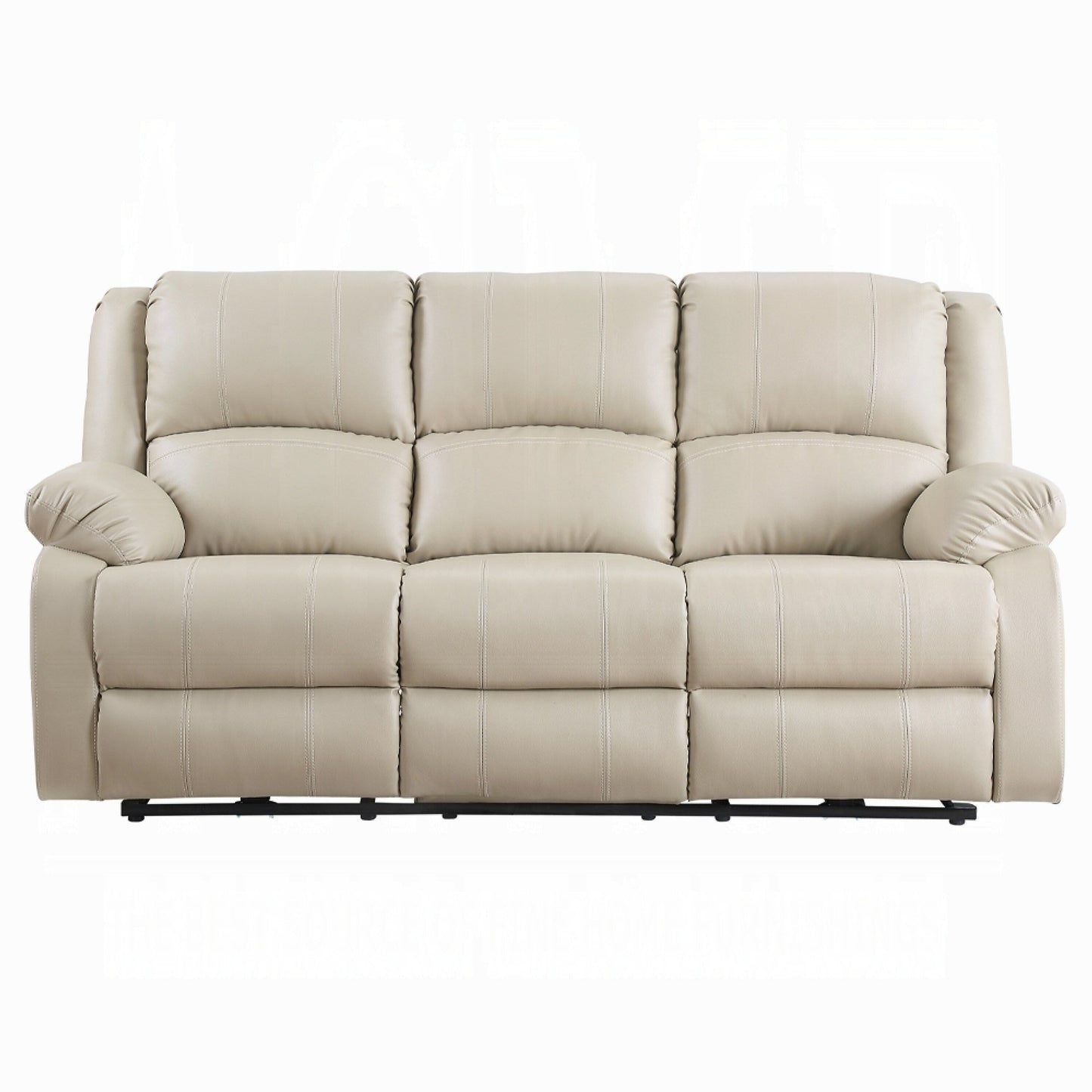 Canapé inclinable électrique Zuru, 198 cm, accoudoirs coussinés, similicuir beige