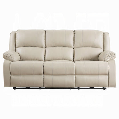 Canapé inclinable électrique Zuru, 198 cm, accoudoirs coussinés, similicuir beige