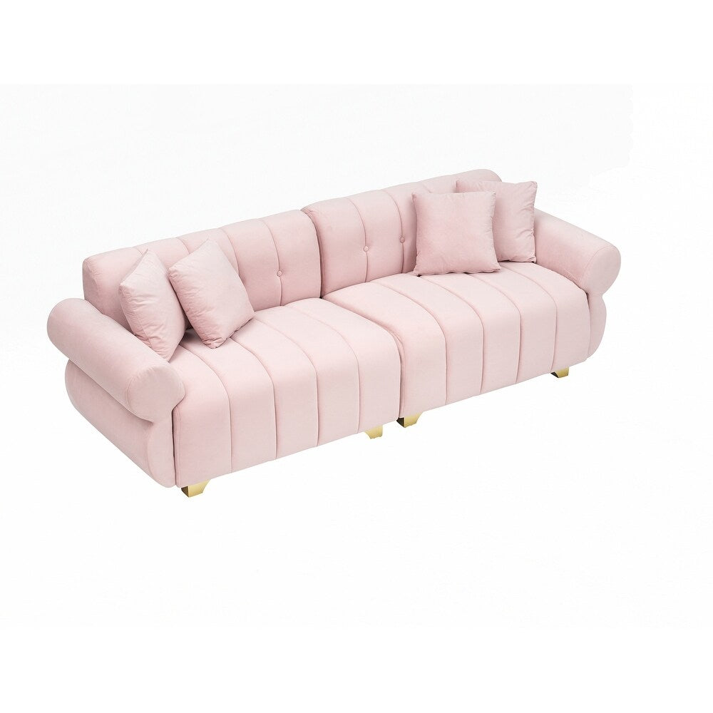 Coussins de canapé à ressorts avec pieds en métal élégants et 4 coussins décoratifs