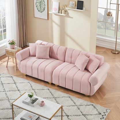 Coussins de canapé à ressorts avec pieds en métal élégants et 4 coussins décoratifs