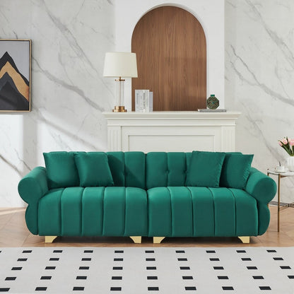 Coussins de canapé à ressorts avec pieds en métal élégants et 4 coussins décoratifs