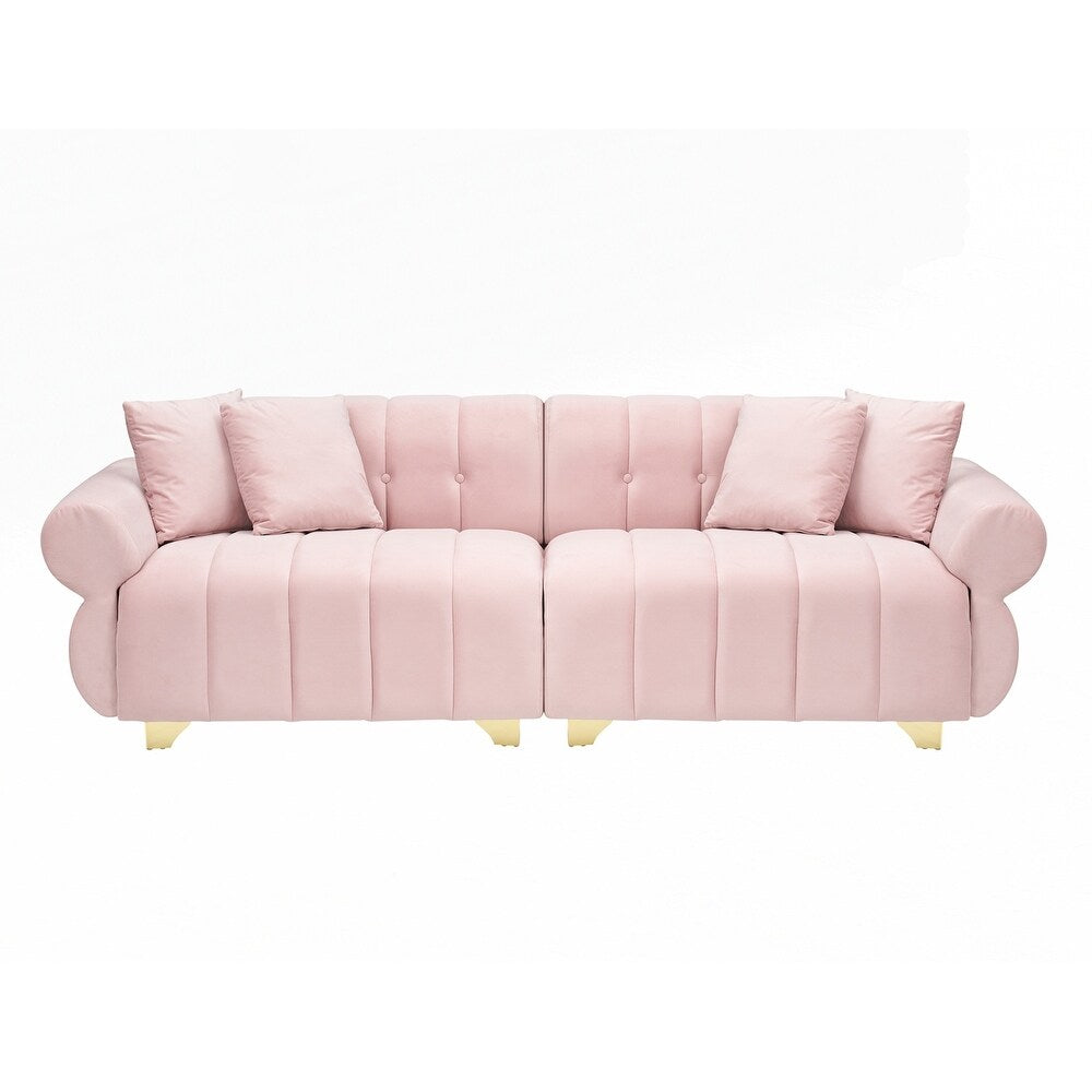 Coussins de canapé à ressorts avec pieds en métal élégants et 4 coussins décoratifs