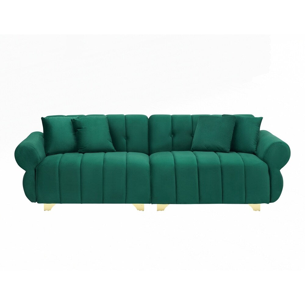 Coussins de canapé à ressorts avec pieds en métal élégants et 4 coussins décoratifs