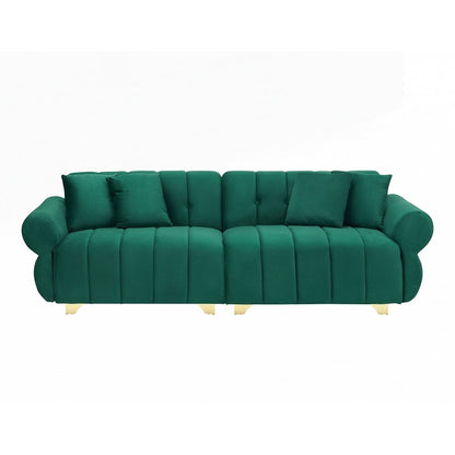 Coussins de canapé à ressorts avec pieds en métal élégants et 4 coussins décoratifs