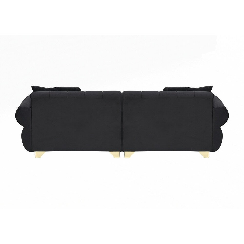 Coussins de canapé à ressorts avec pieds en métal élégants et 4 coussins décoratifs