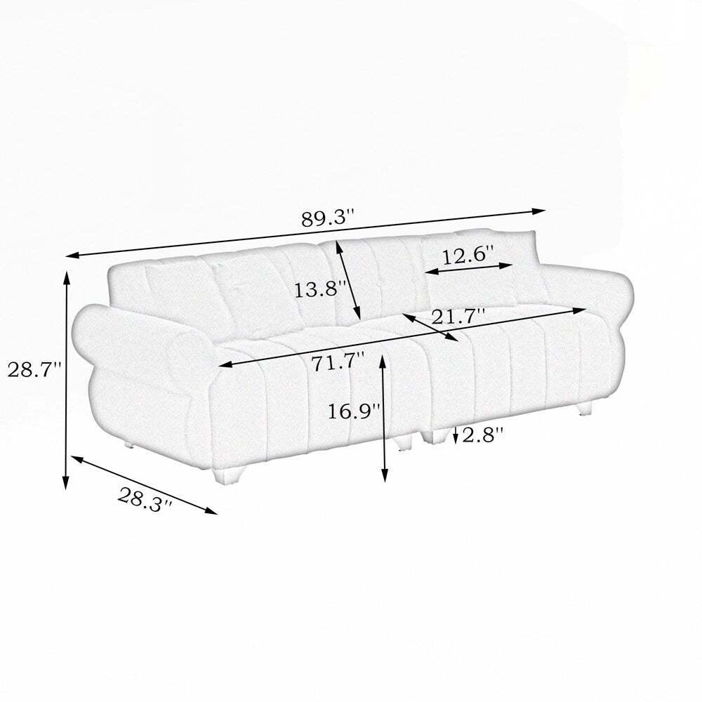 Coussins de canapé à ressorts avec pieds en métal élégants et 4 coussins décoratifs