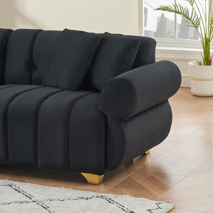 Coussins de canapé à ressorts avec pieds en métal élégants et 4 coussins décoratifs