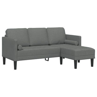 Ensemble de canapé 2/3 pièces vidaXL avec coussins en tissu noir/gris foncé/gris clair - 68,1 x 51,6 x 26,4