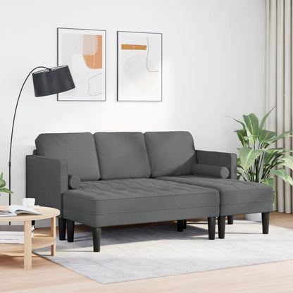 Ensemble de canapé 2/3 pièces vidaXL avec coussins en tissu noir/gris foncé/gris clair - 68,1 x 51,6 x 26,4