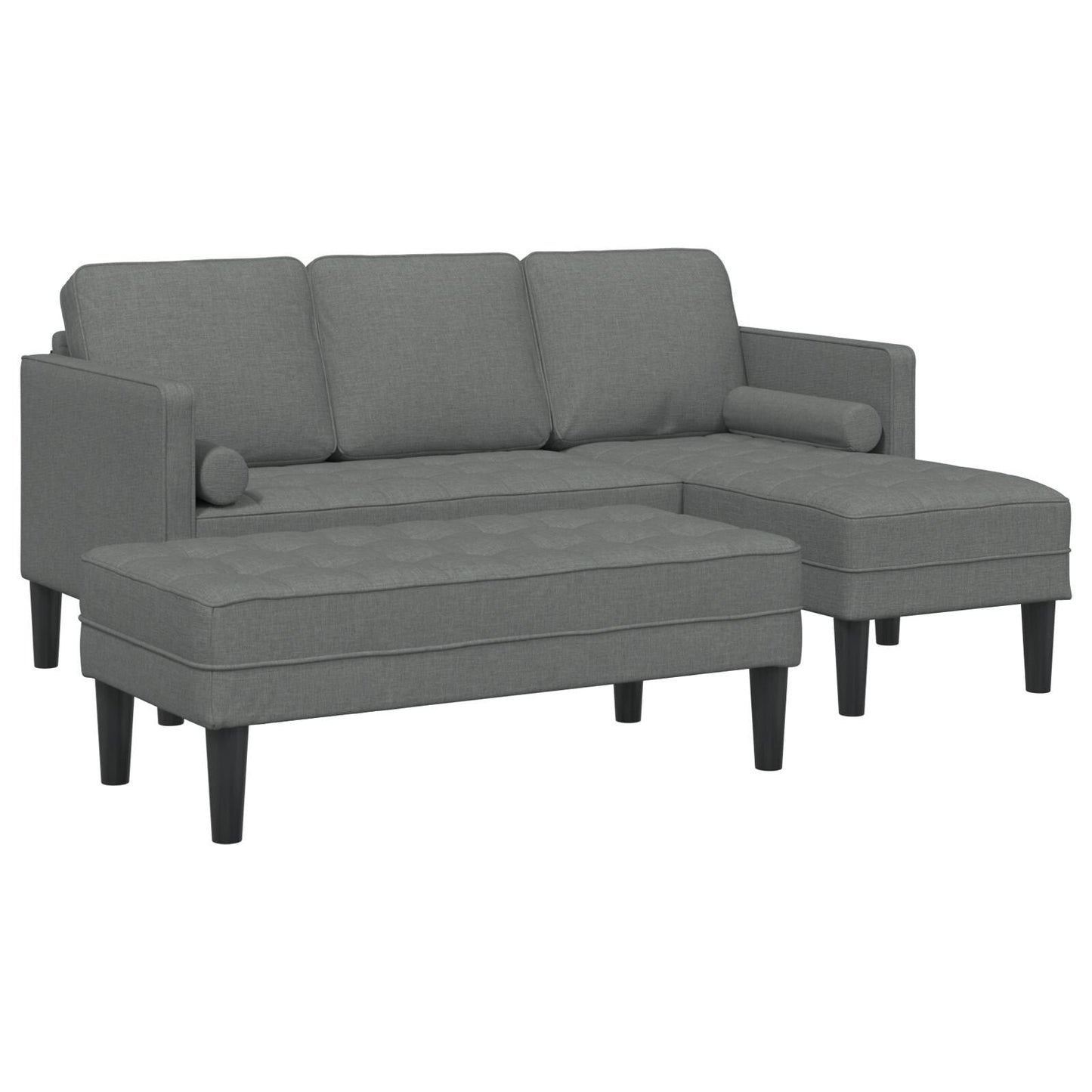 Ensemble de canapé 2/3 pièces vidaXL avec coussins en tissu noir/gris foncé/gris clair - 68,1 x 51,6 x 26,4