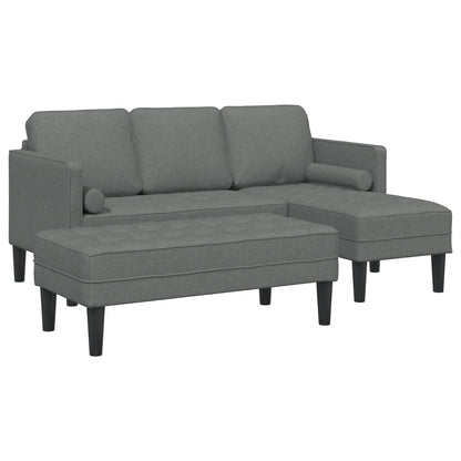 Ensemble de canapé 2/3 pièces vidaXL avec coussins en tissu noir/gris foncé/gris clair - 68,1 x 51,6 x 26,4