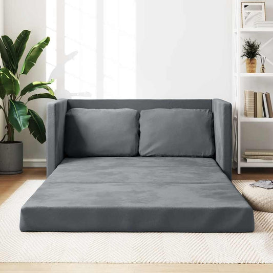 vidaXL Canapé-lit de sol compact en velours gris foncé - 48,0 x 48,0 x 21,7