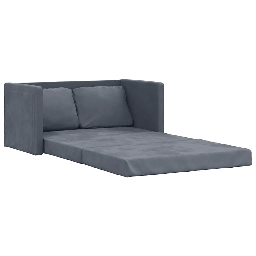 vidaXL Canapé-lit de sol compact en velours gris foncé - 48,0 x 48,0 x 21,7