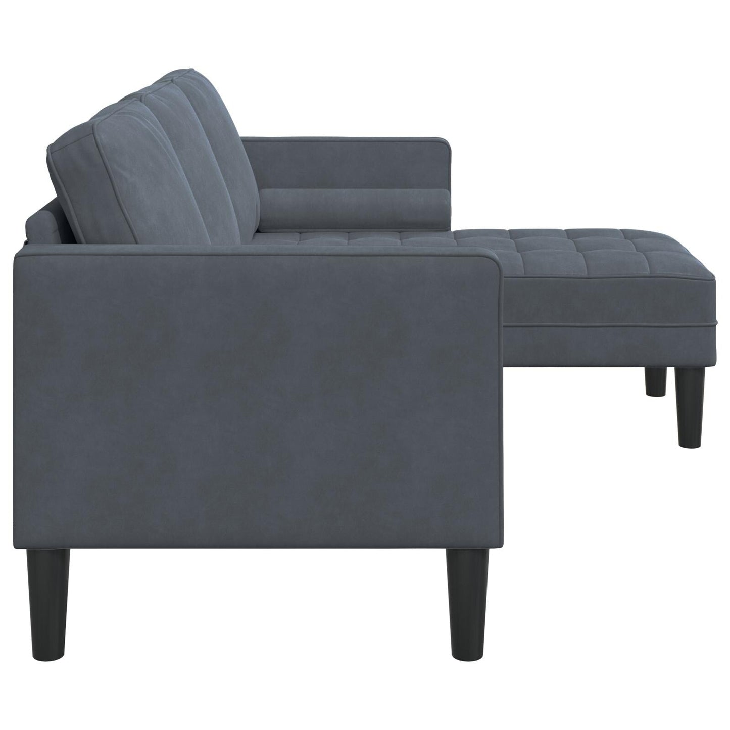 vidaXL Canapé de jardin en L en velours noir/gris foncé/gris clair - 68,1 x 51,6 x 26,4