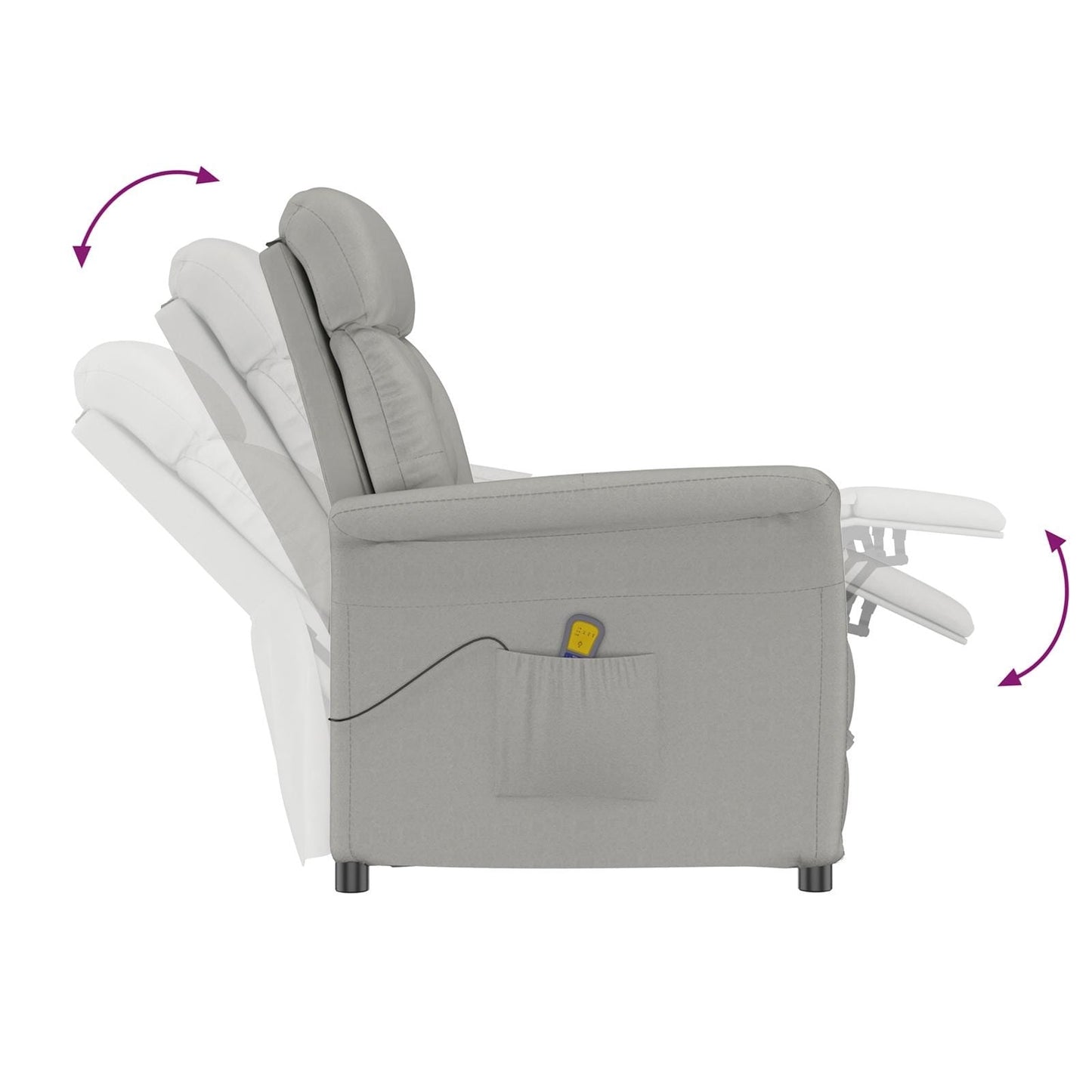 Fauteuil de massage vidaXL en tissu microfibre gris foncé/gris clair/crème
