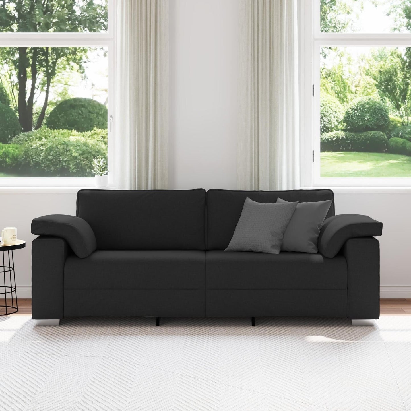 vidaXL Canapé Noir/Gris foncé Métal - 86,2 x 30,3 x 32,3